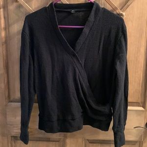 J.Crew black long sleeve gauze top